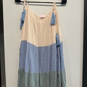 Pink Lily Colorblock Dress with Tassels